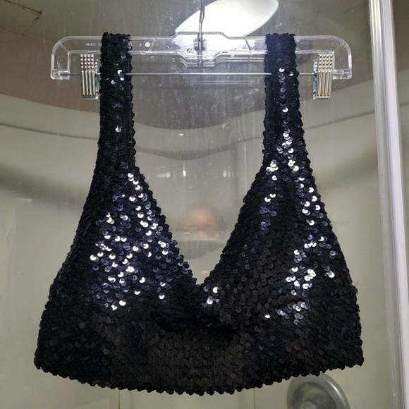 Black sequin bralette - Picture 1 of 3